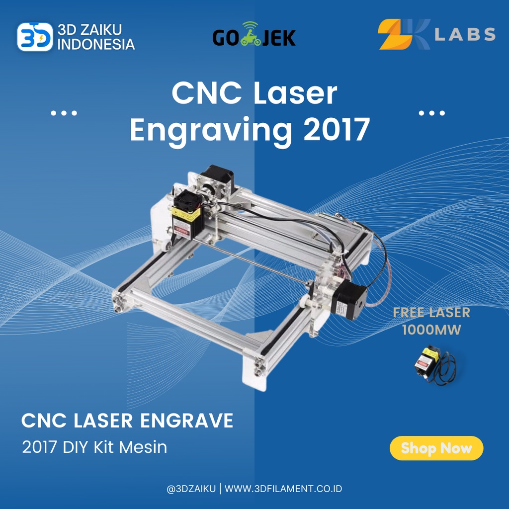 Zaiku CNC Laser Engraving Machine 2017 DIY Kit Mesin with Free 1000 mW Laser