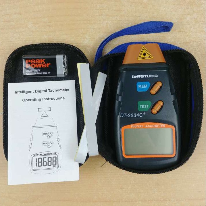 LCD Digital Laser Photo Tachometer 2.5-100000 RPM - DT-2234C+ - OMRS6ABK Black