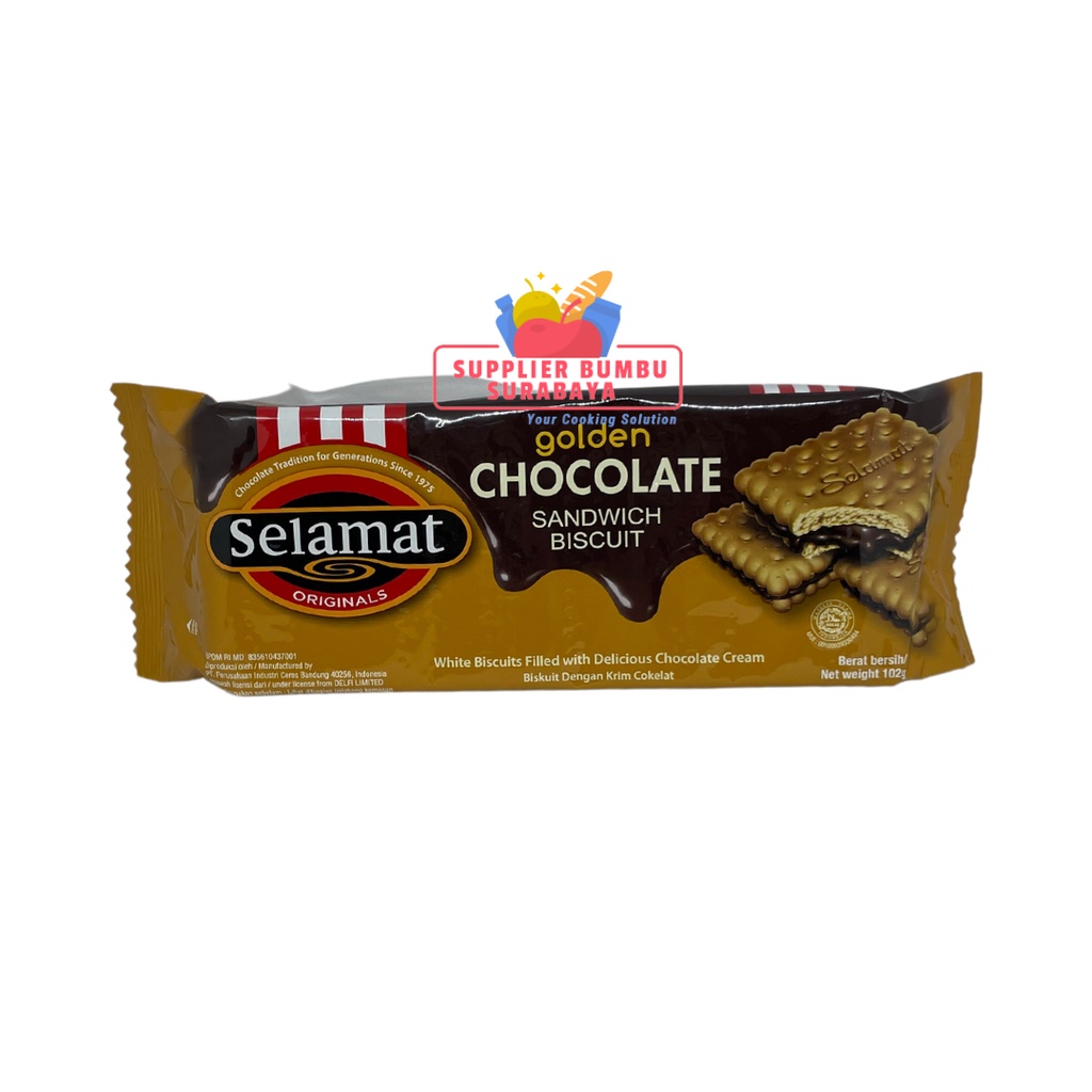 Selamat Biscuit Chocolate Sandwich Biskuit Coklat Black Vanilla Golden Choco 102g