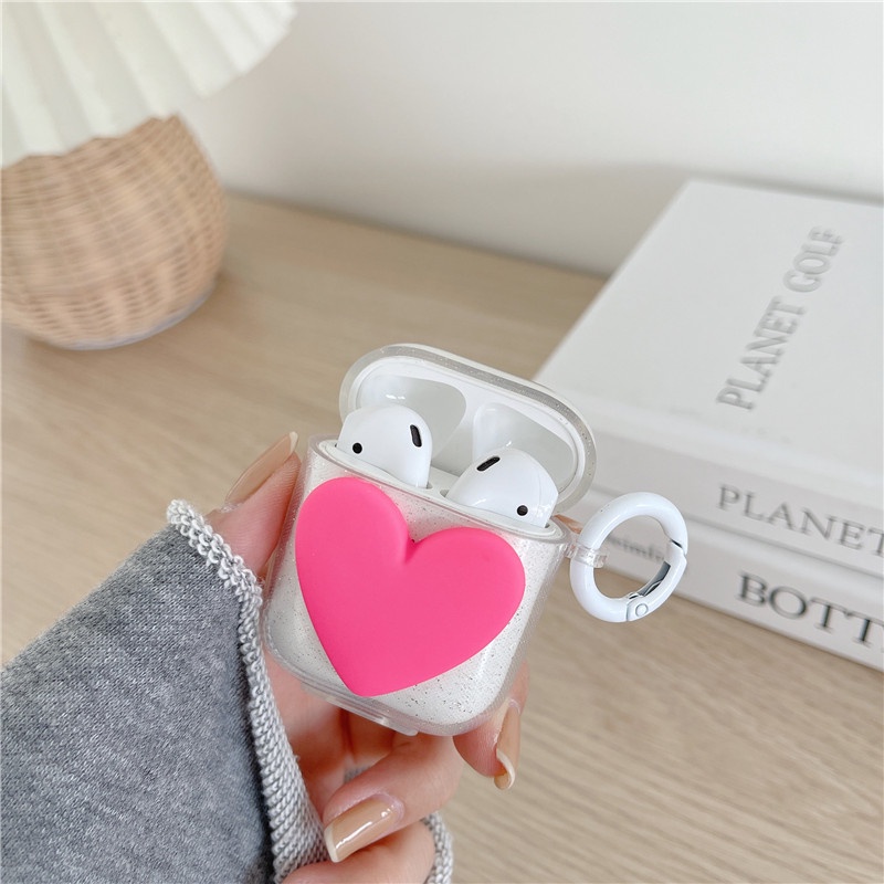 Love transparent AirPods 1/2  AirPods pro earphone case cover Anti-fall earphone protective shell