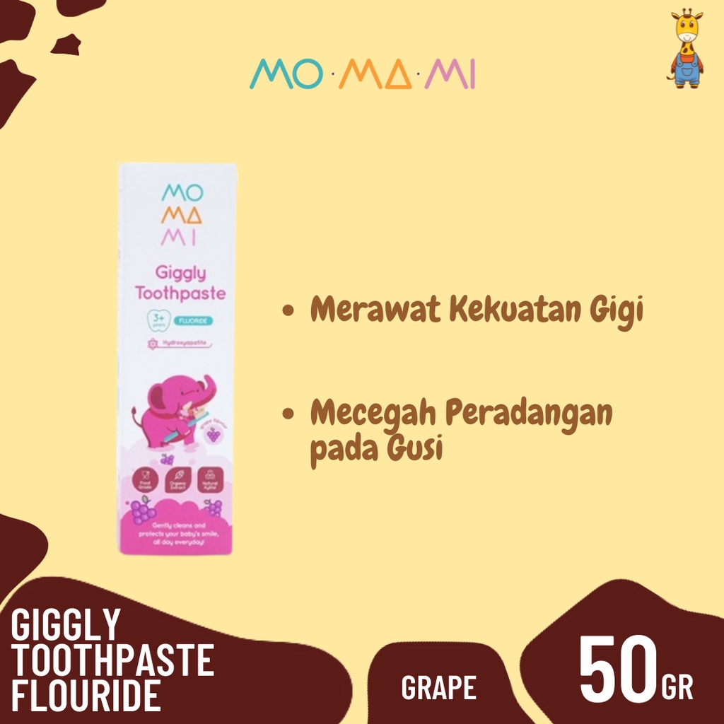 Momami Giggly Toothpaste Flouride 50gr - Pasta Gigi / Odol Anak