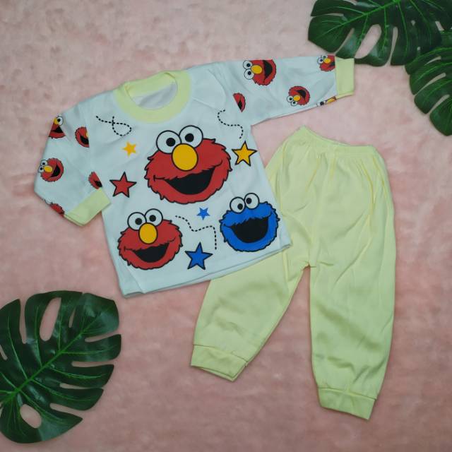 Piyama Anak Size 0-1tahun Gambar Elmo / Pakaian Bayi / Baju Tidur Bayi / Piyama Bayi