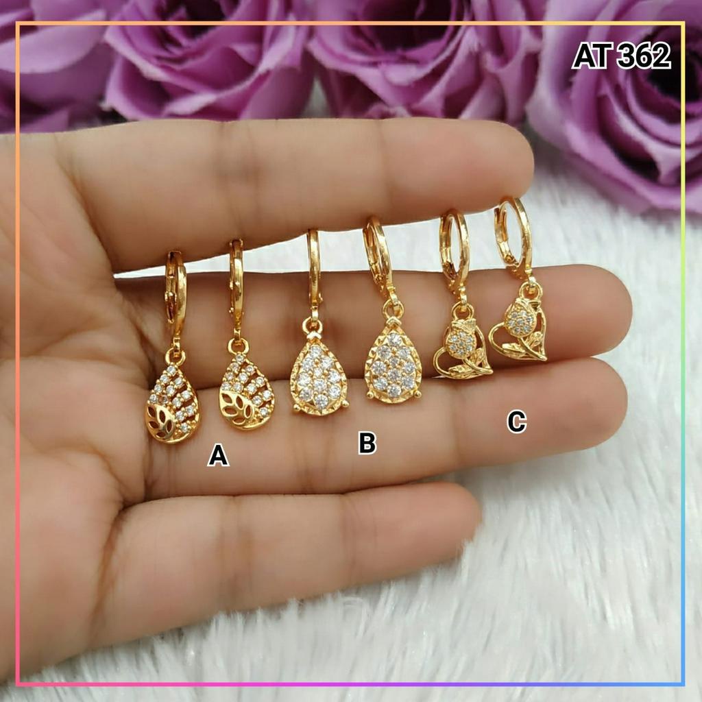 Anting xuping anting dewasa oval full mata perhiasan lapis emas AT 362