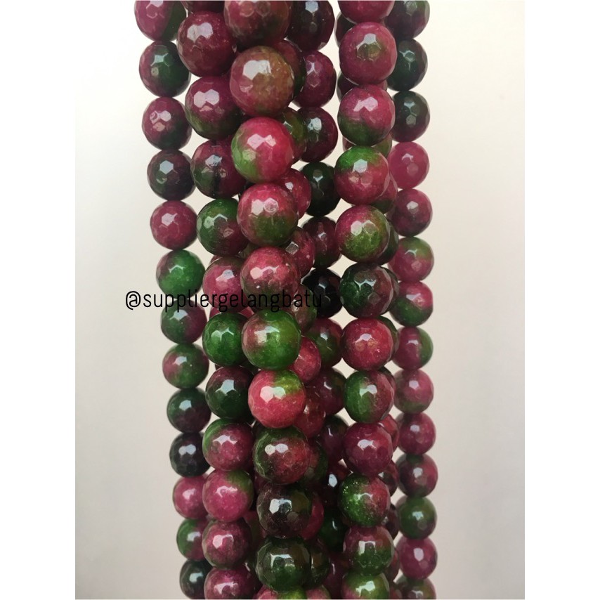 Natural TANZANIA 14mm CUTTING batu manik FACETED red green ruby stone aksesoris pria wanita trending