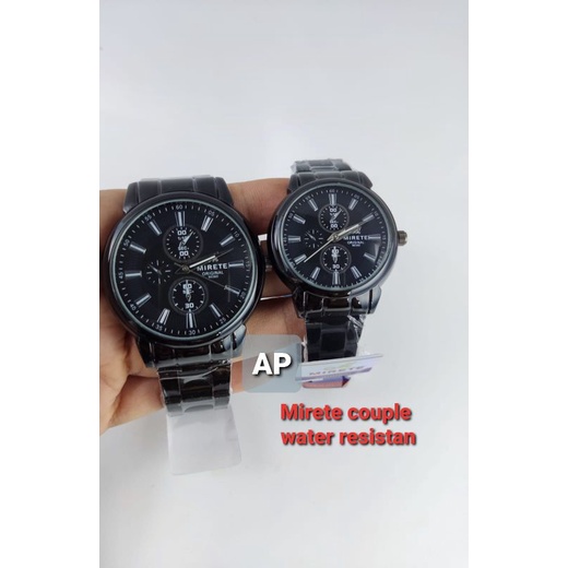 jam tangan Mirete couple original black 9011
