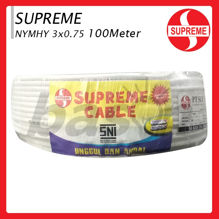 Supreme NYMHY 3x0.75mm @ 100 Meter - Kabel Listrik Serabut