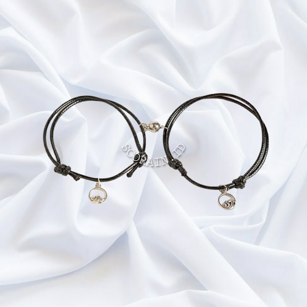 2PCS GELANG COUPLE MAGNET LIOTION HEART DAN ALAM | GELANG KAPEL CEWE COWO PASANGAN MURAH TALI KOREA TEBAL | GELANG PERSAHABATAN BESTIEE WANITA DAN LAKI-LAKI | COUPLE BRACELET KOREAN STYLE COUPLE