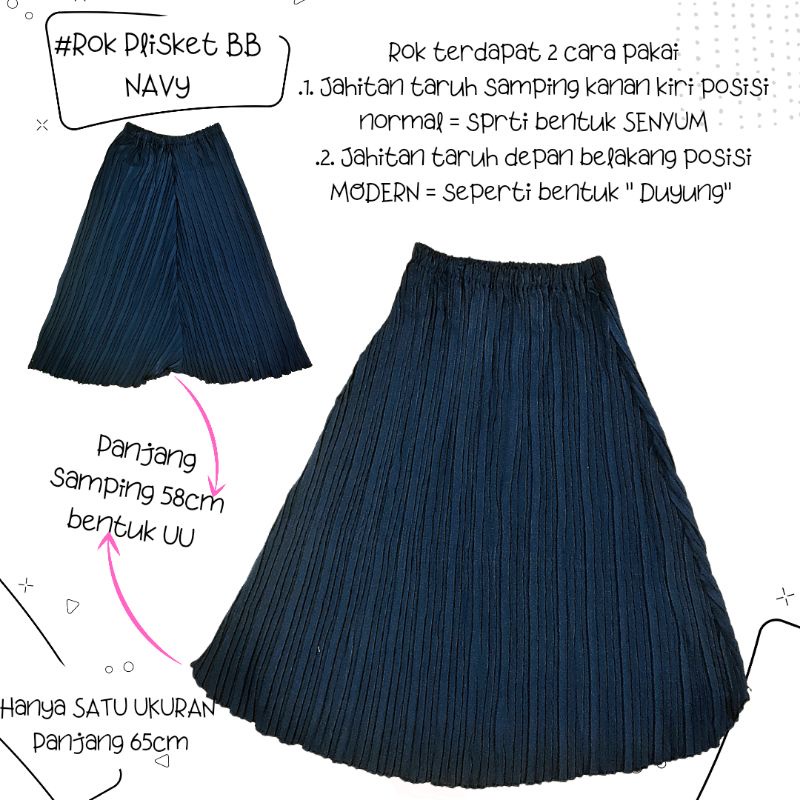 Rok Plisket BB Anak 6-7th Panjang atau Dewasa Rok 7/8 sedengkul