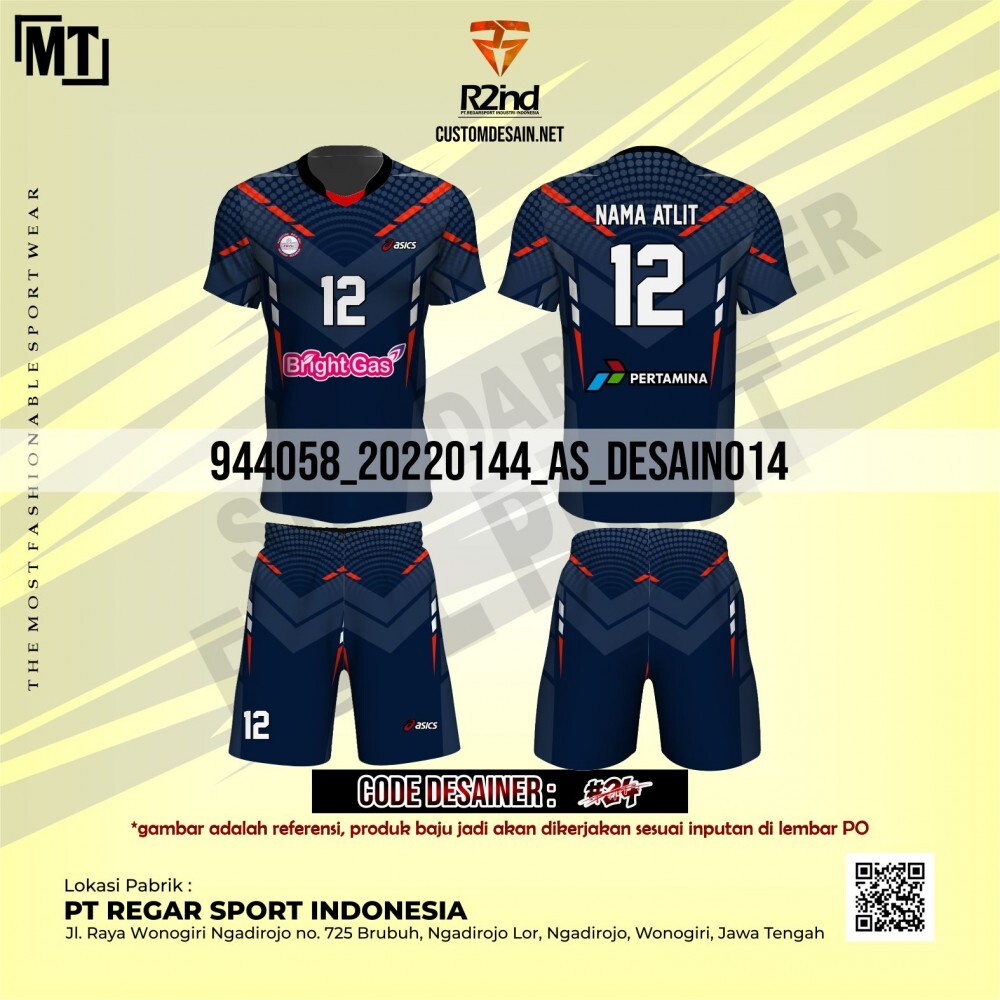 Baju Voli Pria Mizuno Kaos Voly Bebas Request