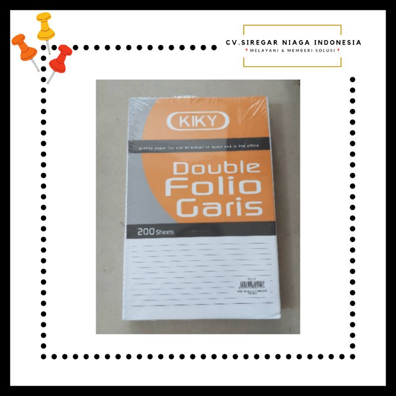 

(1 Pack) Kertas Double Folio Bergaris Isi 200 Lembar/Sheet Merk KIKY ORI Murah Berkualitas