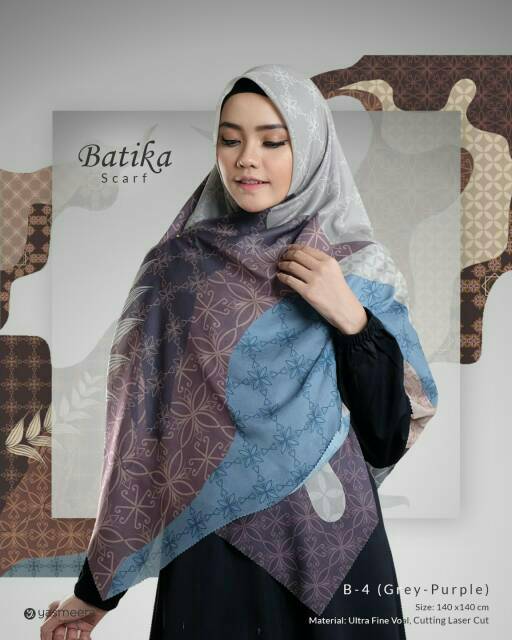 Yasmeera hijab segiempat motif batika scarf