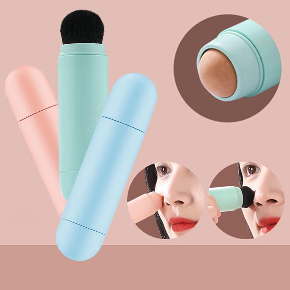 Needway   Roller Wajah Batu Vulkanik 2in1 Reusable Oil Alat Kembung Pijat Wajah Roller Pembersih Kontrol Minyak Wajah Dengan Kuas Foundation