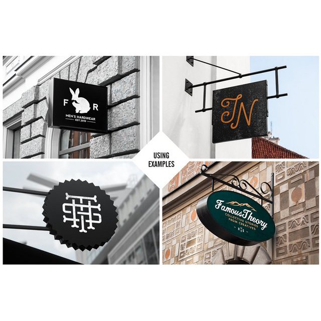 10 Signs Mockup Restaurant &amp; Coffee - Photoshop - Business Branding