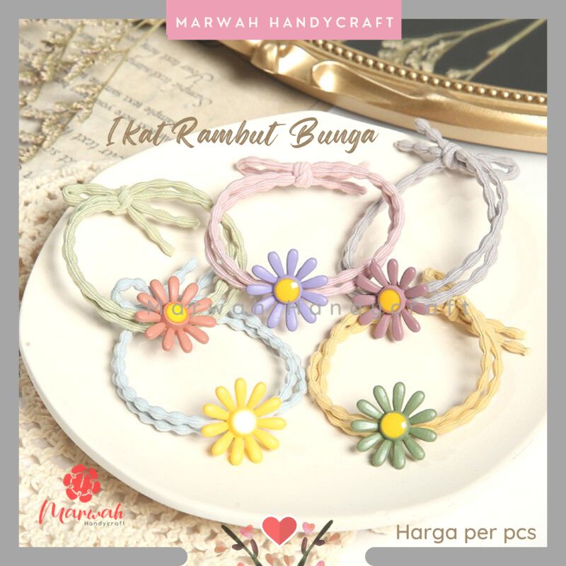 Ikat rambut gaya korea model bunga tali rambut gelang karet