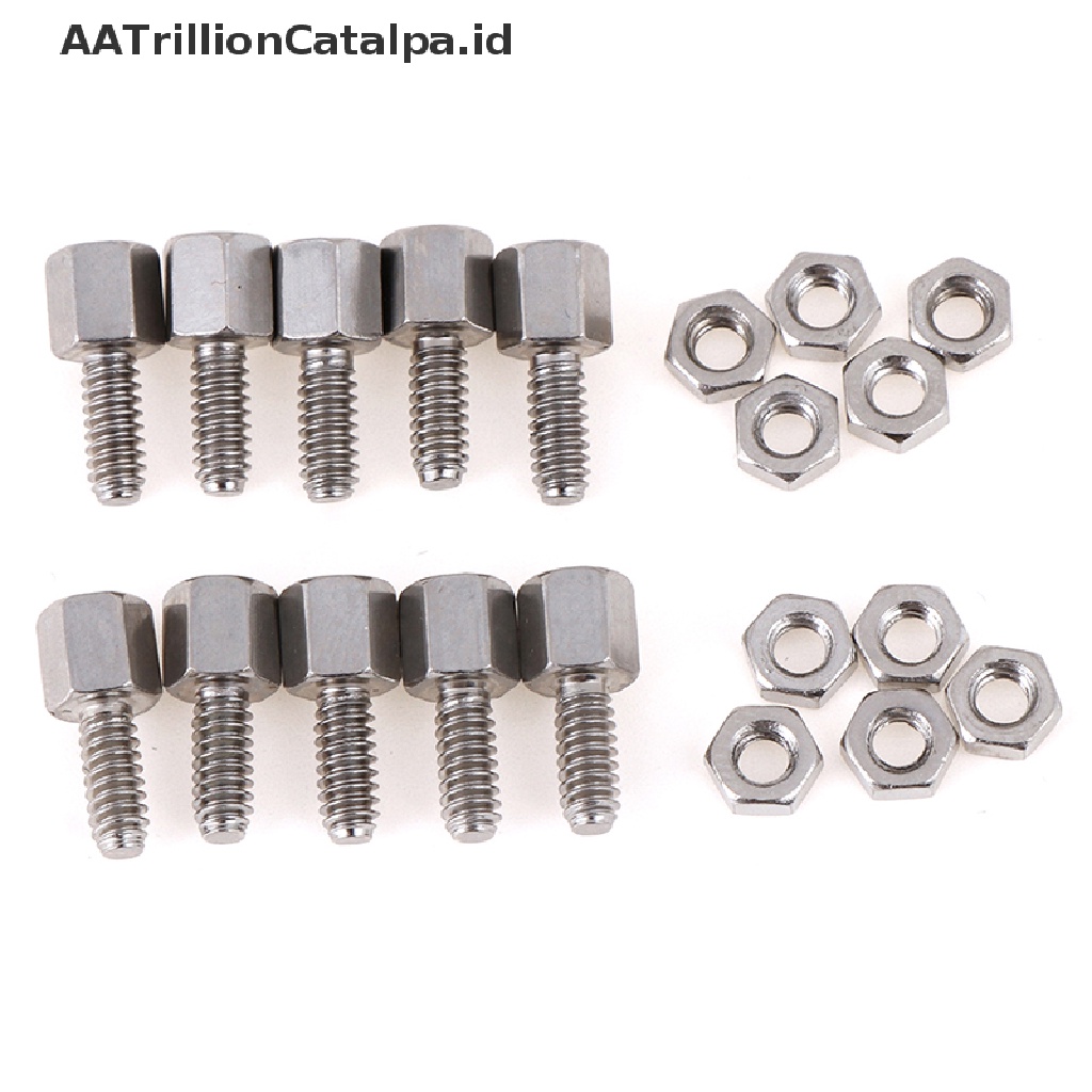 (AATrillionCatalpa) 10 Set Baut / Mur / Baut / Sekrup serial VGA Ukuran 5 + 7mm