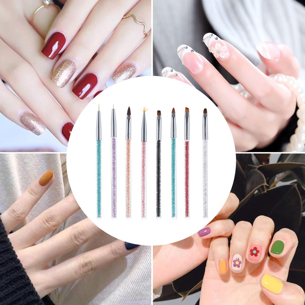 Preva Set Brush Pen Liner Akrilik Transparan Alat Ukir Dotting Nail Art