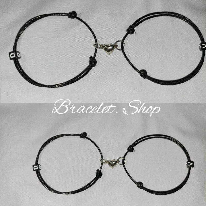 Gelang Couple Inisial+ magnet love ||Gelang tangan||Tali korea||Gelang murah