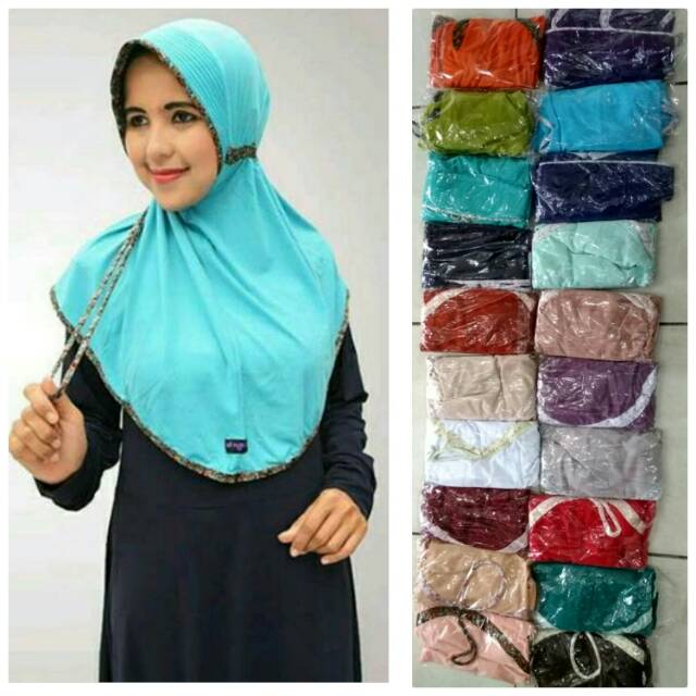 Jokowi Stella list motif elnifa / bergo serut /jilbab instan serut