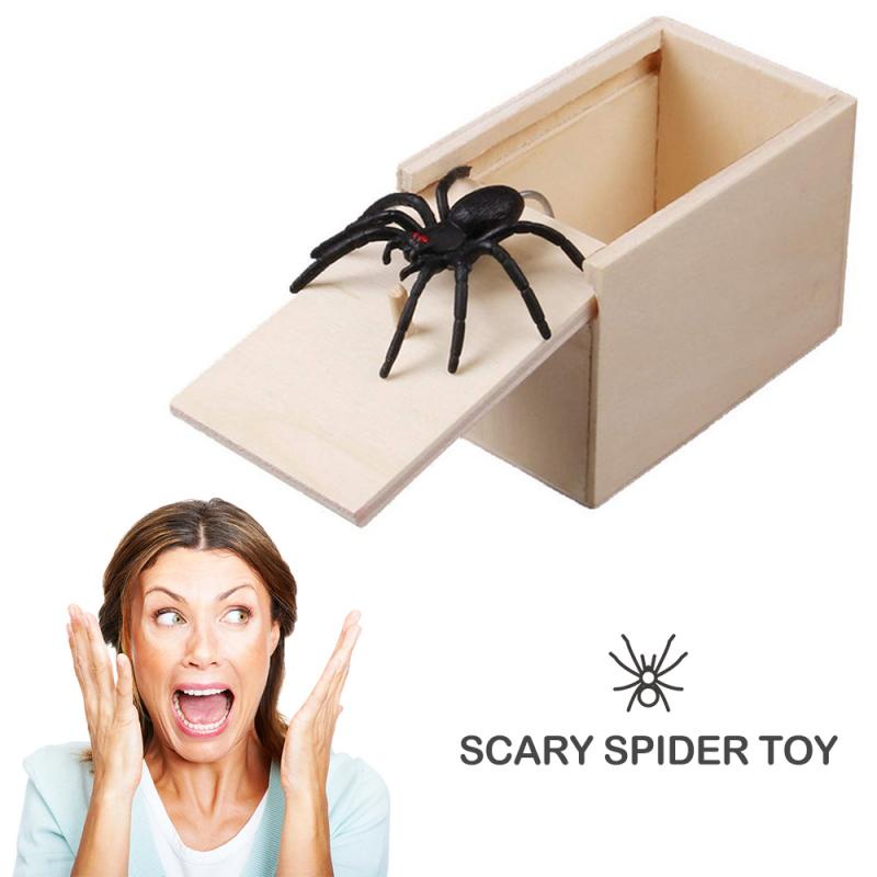 Prank kotak laba laba, cocok untuk hadiah Mantan, Mainan lucu bercanda DZQ Mainan Funny Scare Box Children Toy - QW089 NEW Funny Scare Box Wooden Prank Spider Hidden in Case Great Quality Prank-Wooden Scarebox Interesting Play Trick Joke Toys Gift