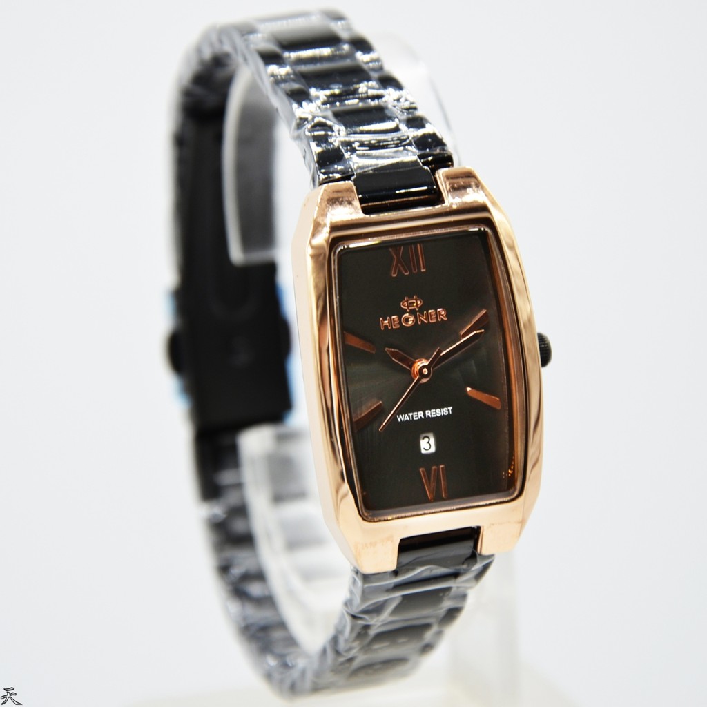 Jam Wanita Hegner 1286 Rantai Hitam Original