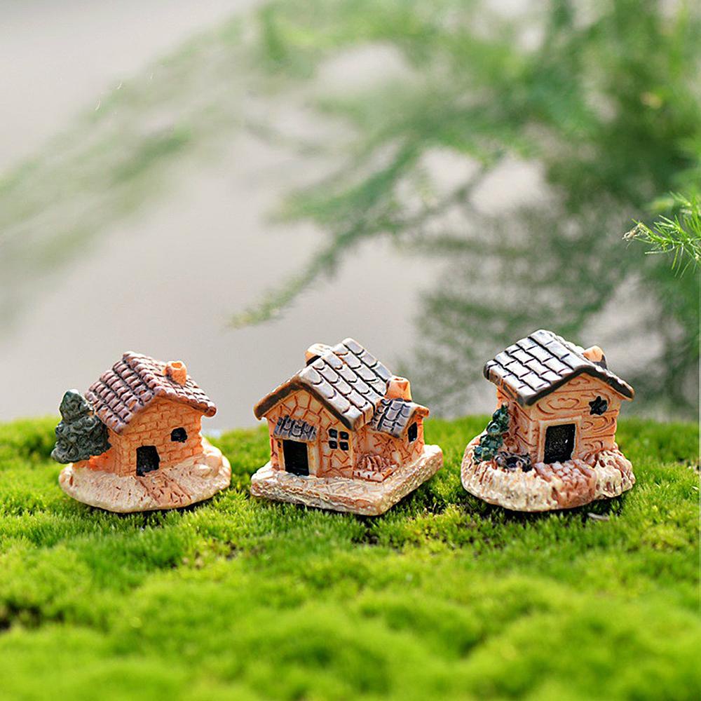 Nickolas1 Rumah Kecil Mini 3pc Mainan Kerajinan Hiasan Aquarium Ornament Cottages Rumah Boneka DIY