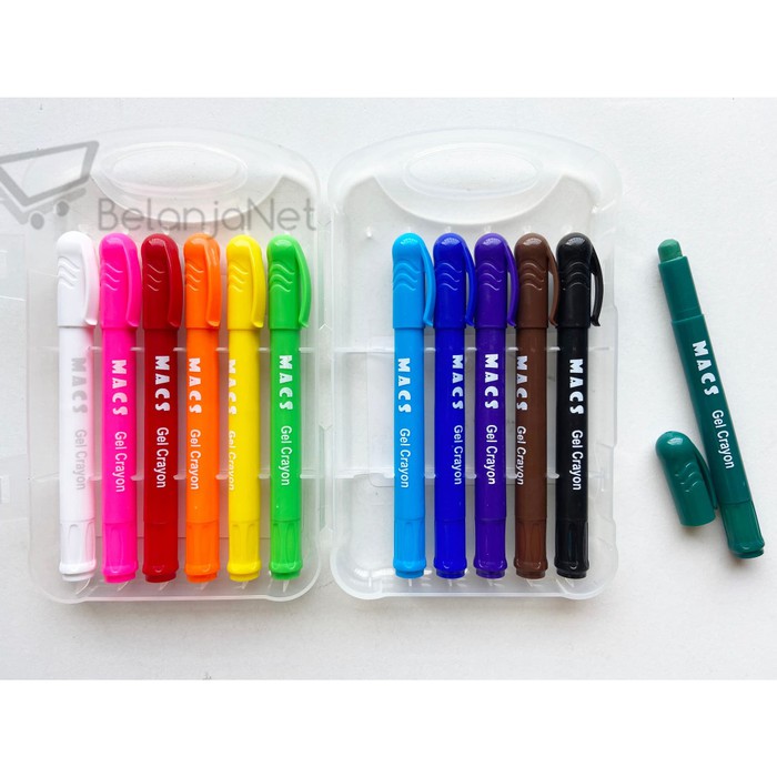 Gel Crayon | Krayon MACS 12 Warna | Dapat Dicuci