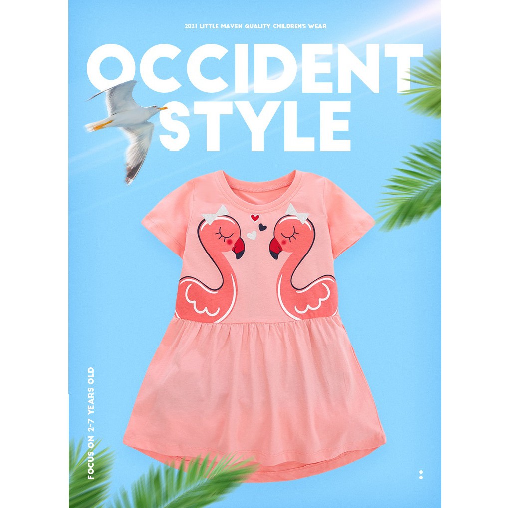 Baju Pakaian Dress Fashion Anak Perempuan LITTLE MAVEN Import QW366 FLAMINGGO PINK