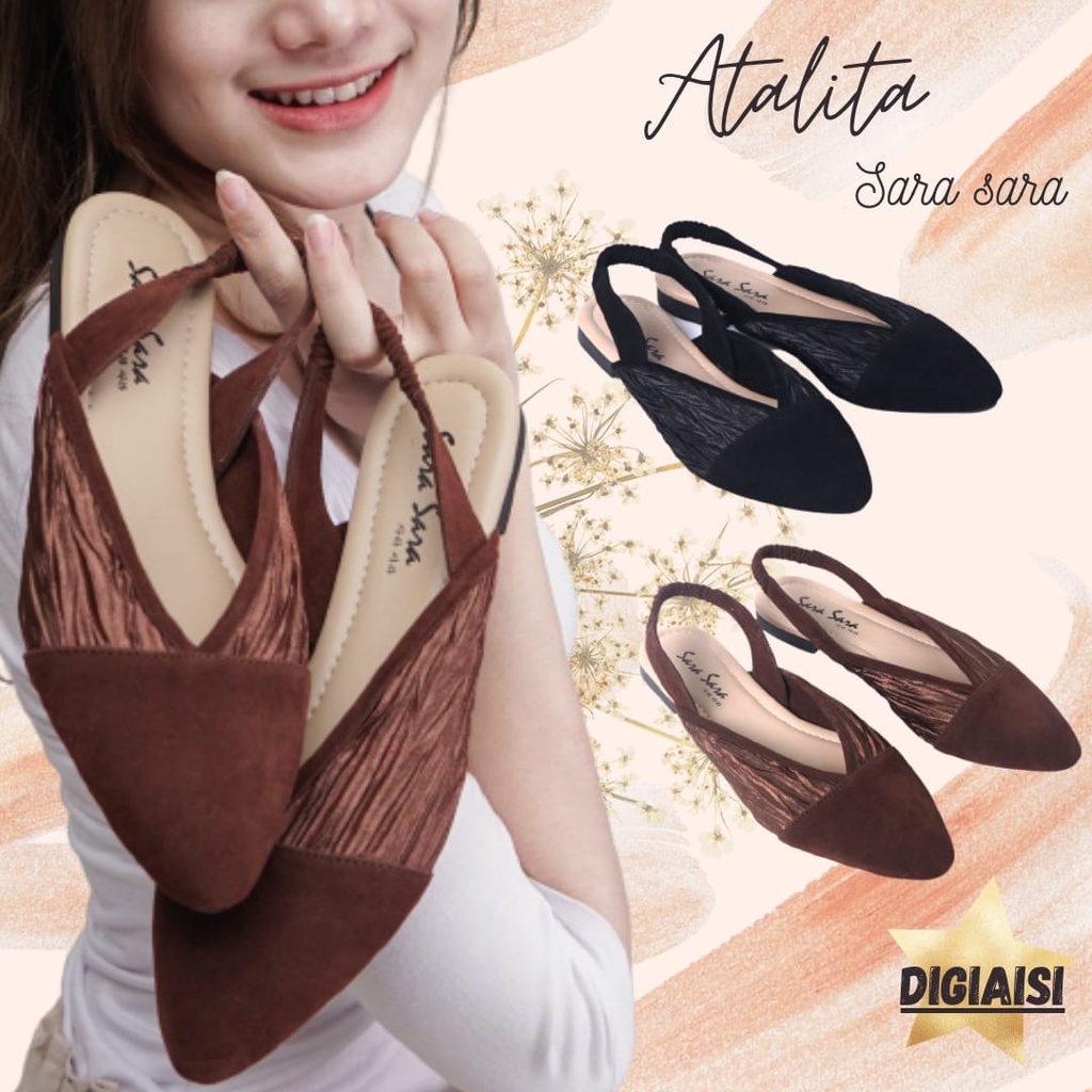 sepatu slop wanita/perempuan/cewe murah / Sara Sara ATALITA Flat Shoes Wanita/cewek Sepatu Sandal ta