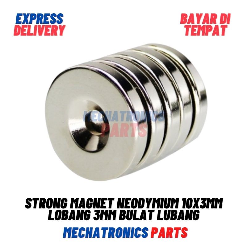 Strong Magnet Neodymium 10x3mm Lobang 3mm Ring 10x3 mm Bulat Lubang