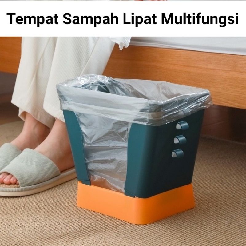 Tong Sampah Lipat Tempat Sampah Multifungsi hijau kuning BISA DI LIPAT / Tempat Sampah Lipat FLEXIBLE