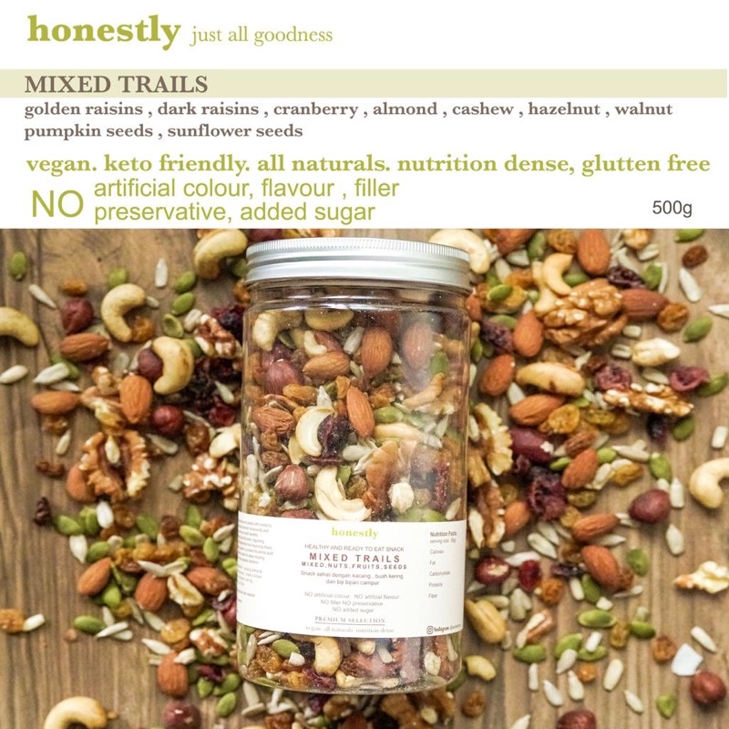 

TRAIL MIXED,mix roasted nuts fruits seeds, mix kacang bijian buah