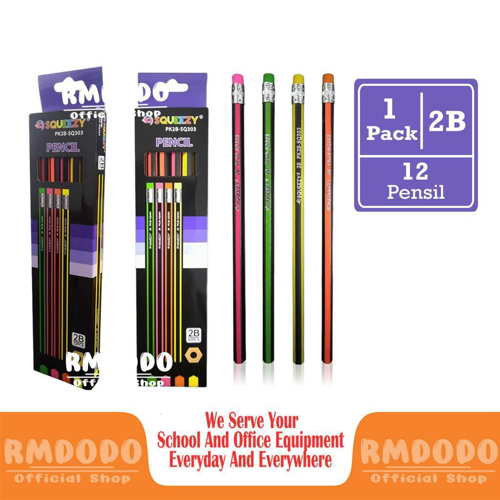 

Rmdodo - Pensil 2B Body Warna Warni Isi 12 Pcs / Pencil Squeezy Striped Color / Pensil Kayu Murah / Pensil Fancy PK2B-SQ303