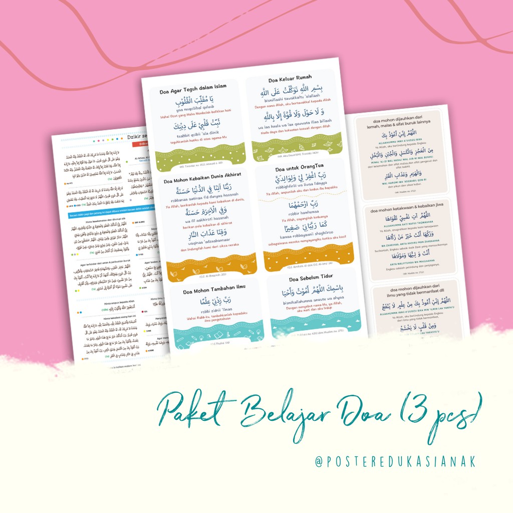 Paket Poster Anak Pintar Belajar Doa - Media Edukasi Islami Anak Bayi Balita PAUD TK Sesuai Sunnah