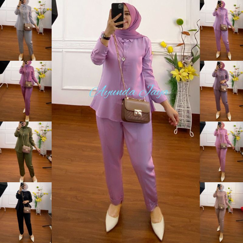 AYUNDA JAYA >ONE SET SALSABILA SHAKILA - PAKAIAN WANITA - SETELAN WANITA - KEMEJA WANITA - SETCEL