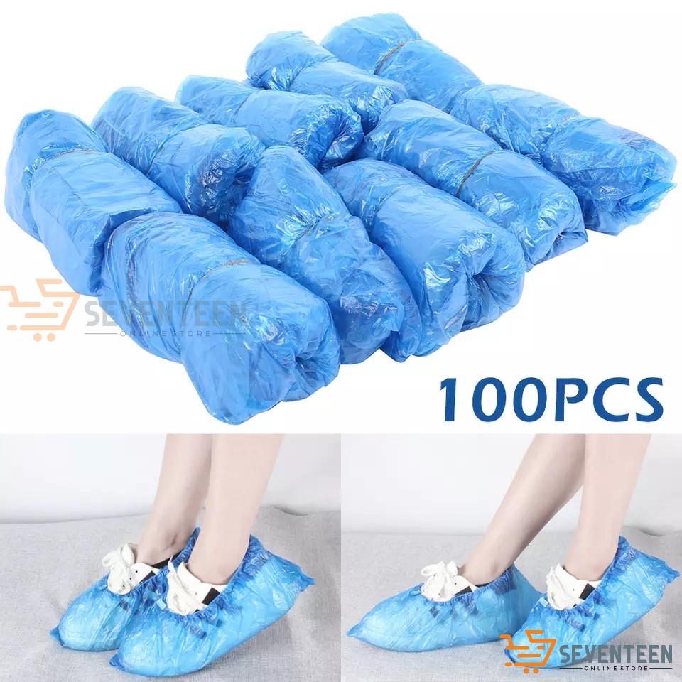 ISI 100PCS SARUNG SEPATU PLASTIK / JAS HUJAN SEPATU / SARUNG SEPATU MEDIS / SHOE COVER