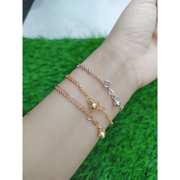 GELANG RANTAI JEDAR KOMBI NORI VENSY + 1 BEL / GELANG PERAK ASLI SILVER 925 LAPIS EMAS/ GELANG FASHION WANITA TERBARU