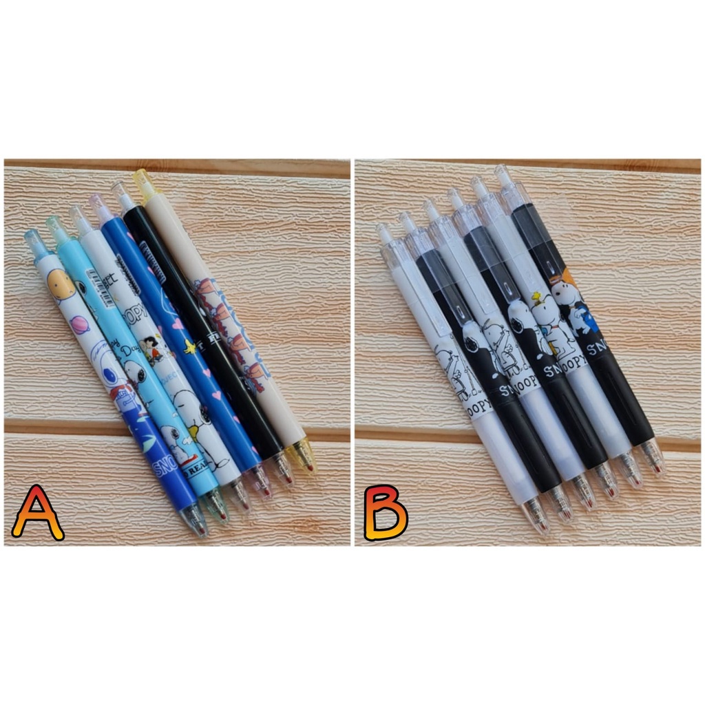 

SET PULPEN SNOOPY N FRIENDS GEL HITAM ISI 6 PC