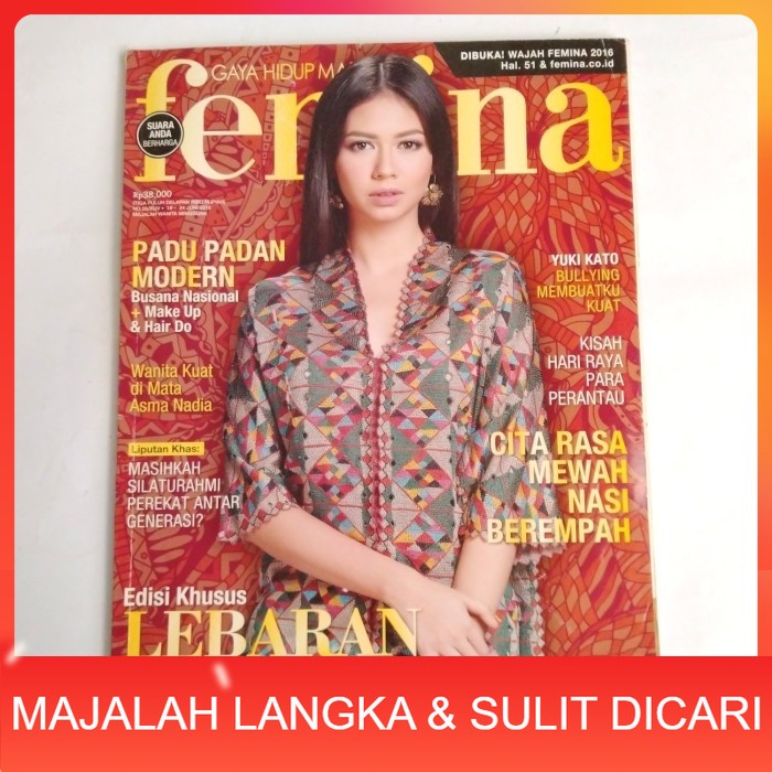 Majalah FEMINA No.25 Jun 2016 Cover YUKI KATO Langka