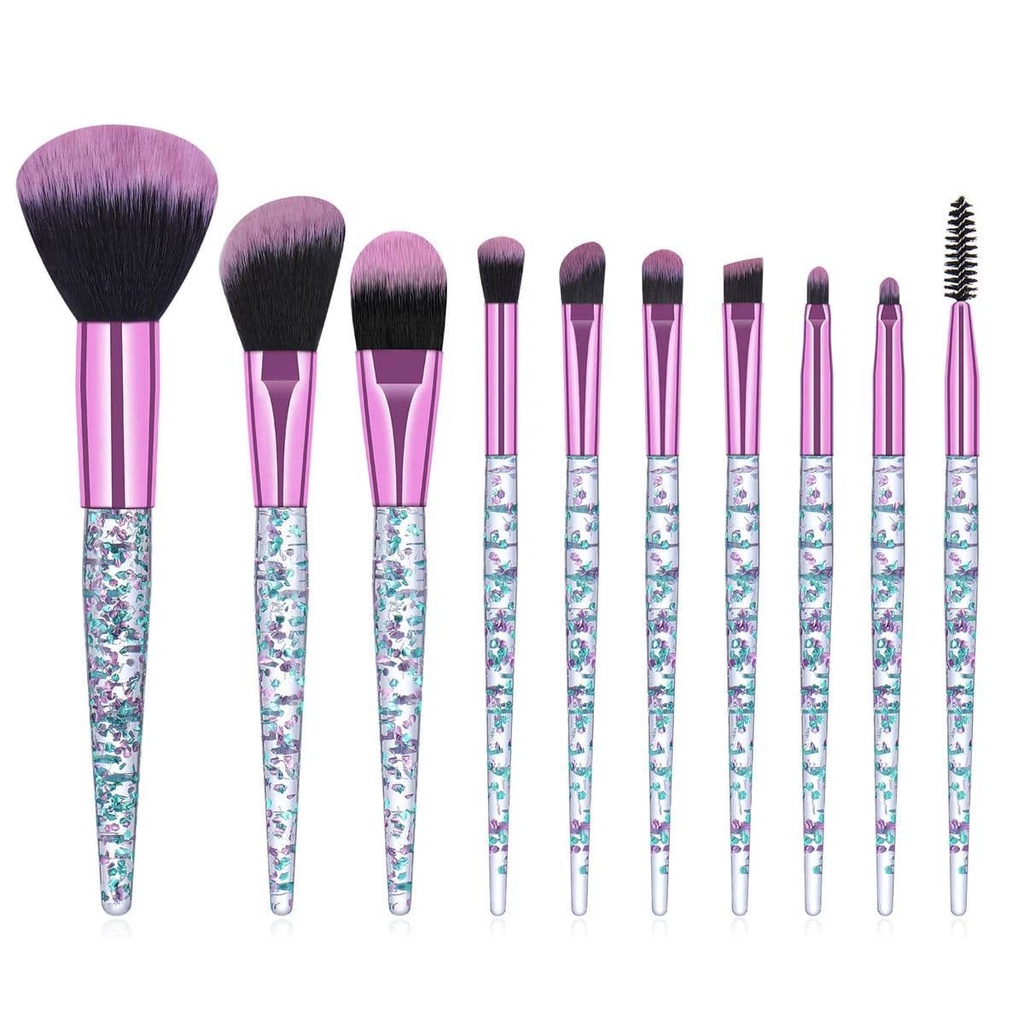 LF - Makeup Brush Set 10 Pcs Brush Kuas Make Up Set Powder Foundation Makeup Beauty Tools Kuas08