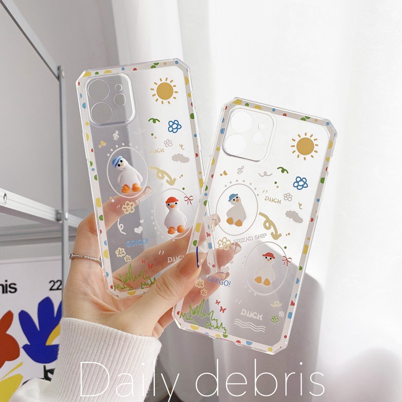 Cute Duck Doll Soft Case OPPO A31 A53 A33 2020 A3S C1 F9 Pro F11 A52 A92 A54 A93 A74 A15 A15S Clear Casing VIVO Y11 Y12 Y12i Y15 Y17 Y20 Y12S Y50 Y30 S1 V20 SE V21 Y19