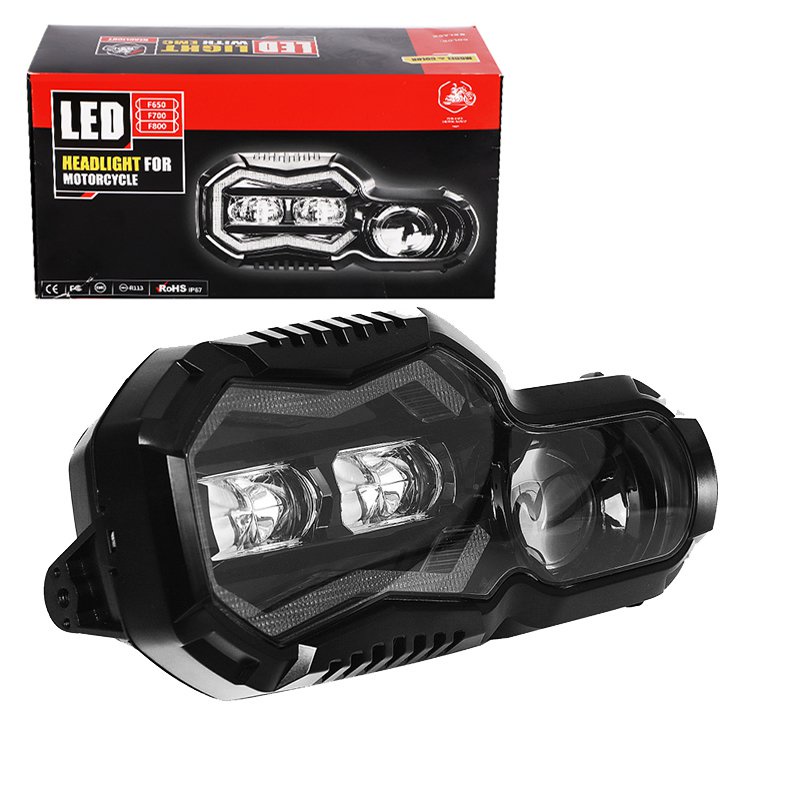&E9 Mark Approved Motorcycle LED Headlight Projector Hi Lo Headlamp For BMW F800GS F800R F700GS F65