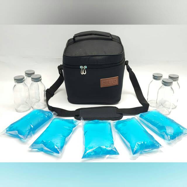 C65 Paket Hemat Tas Asi + 6 botol + 5 blue ice gel Vero S1 / Tas Perlengkapan Asi Asip