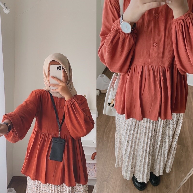 ARINA BLOUSE KATUN RAYON CRINKLE / BLOUSE MUSLIM WANITA