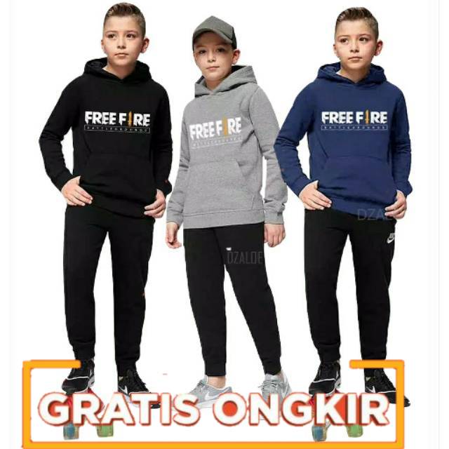 (Pilih Size) Sweater Hoodie Anak Cowok Freefire | Free Fire Hoodie Sweater Fleece | Game Online