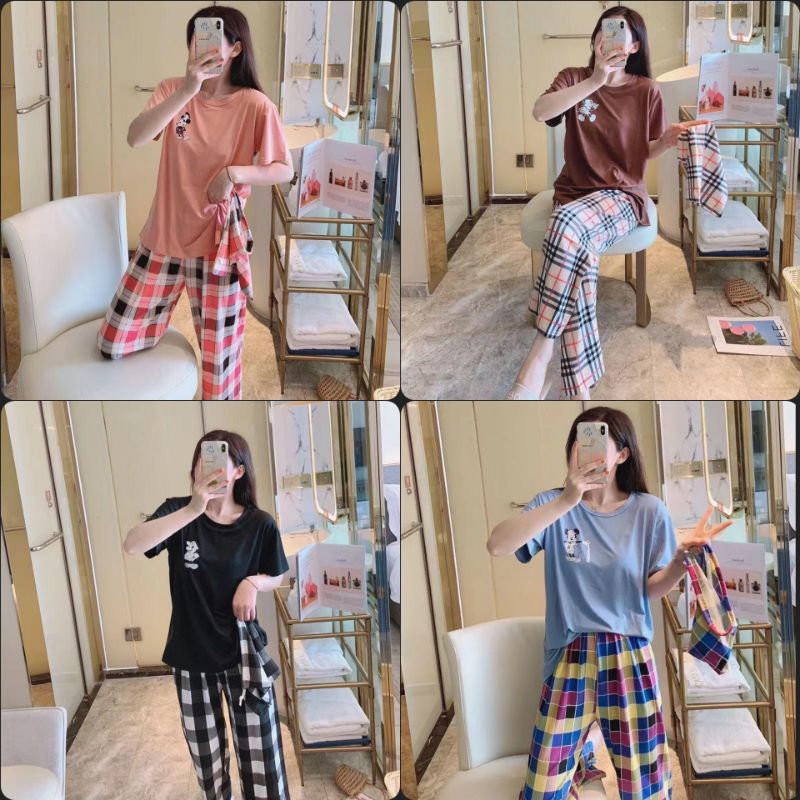 BAJU TIDUR WANITA STELAN CP PIYAMA IMPORT FREE POUCH