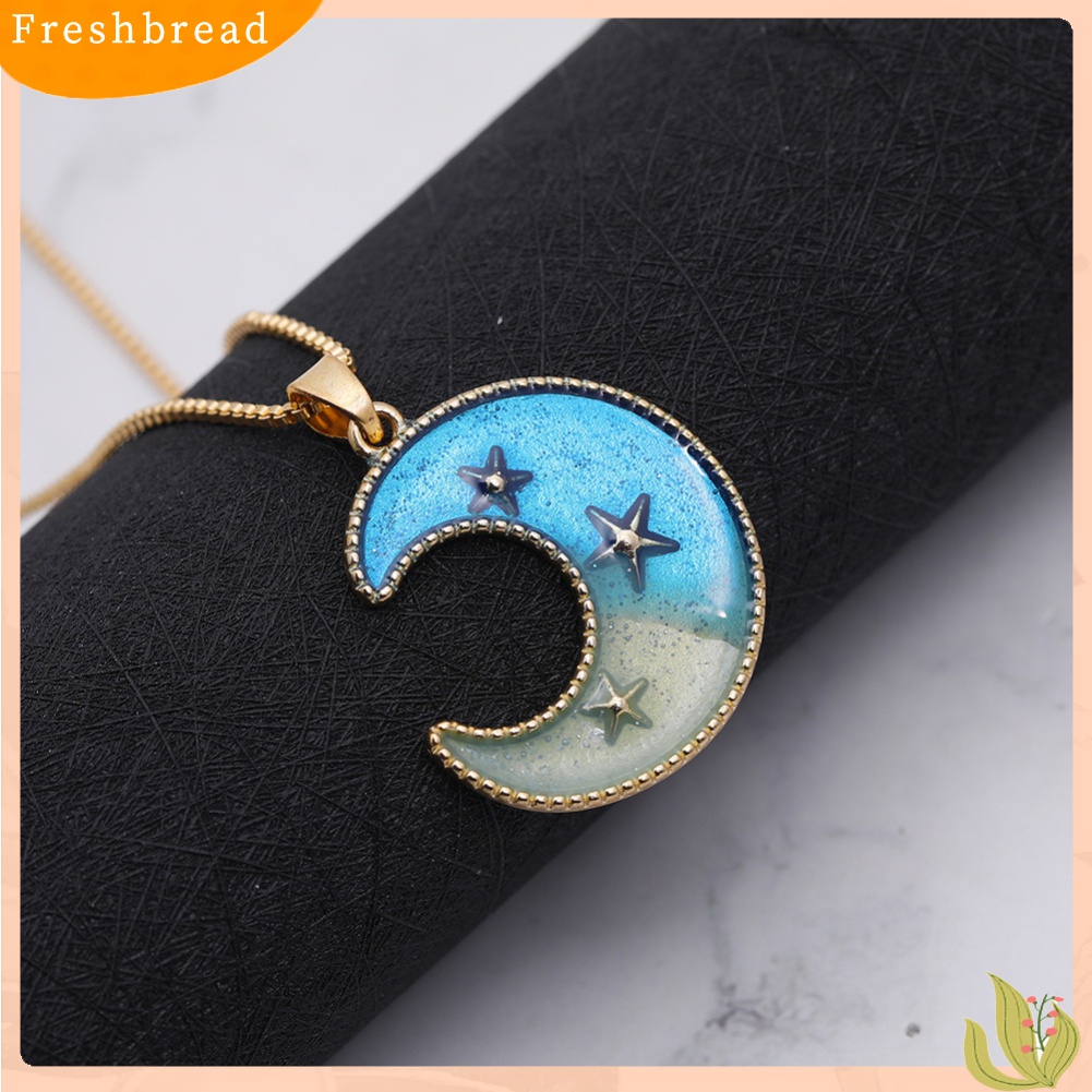 【Fresh】❀Women Romantic Starry Sky Enamel Star Moon Pendant Chain Necklace Jewelry Gift