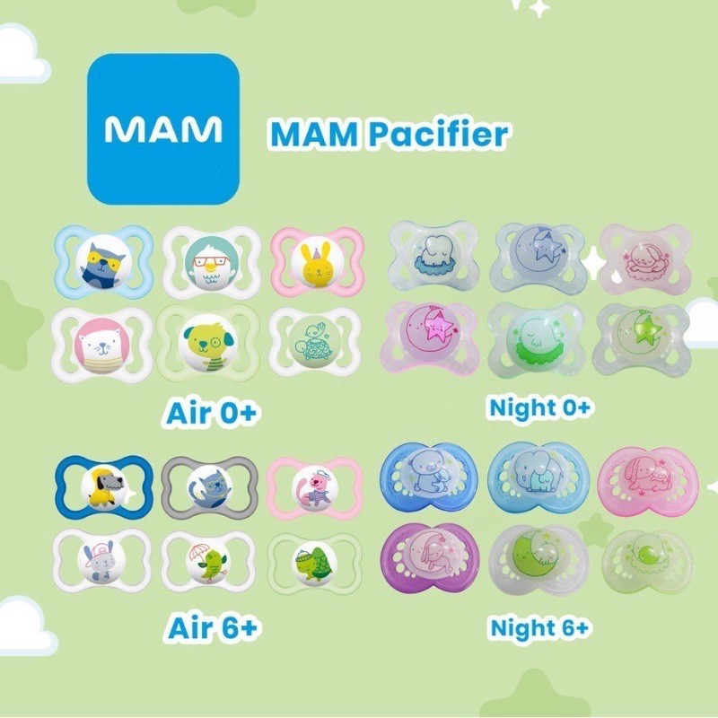 Mam Pacifier NIGHT / AIR / ORIGINAL 0+ / 6+ Empeng Soother Orthodontic Free Steriliser Box BPA Free