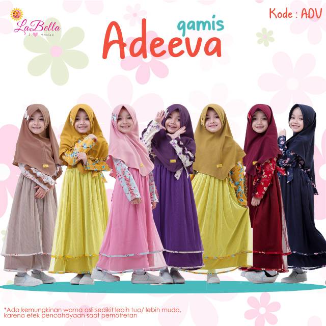 Labella Gamis Anak Perempuan Usia 2 3 4 Tahun Gamis Tutu Baju Pesta Katun Jepang Ori Kerudung Wollyc