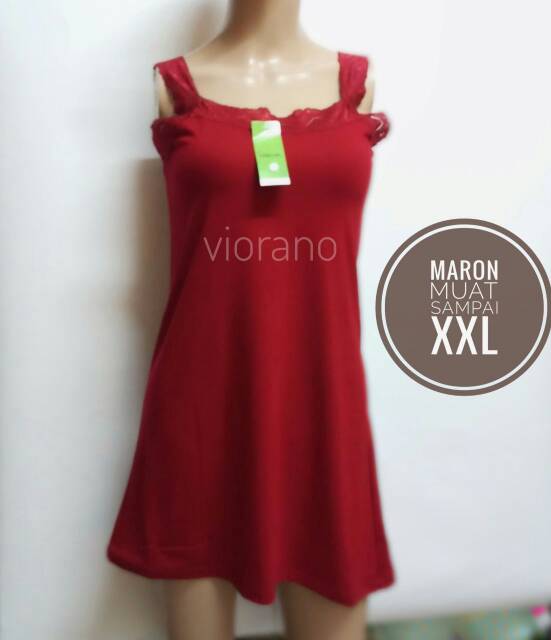 Camisol Jumbo Panjang Renda Viorano Super Soft / Singlet Tanktop Renda Panjang / Dalaman Gamis 04