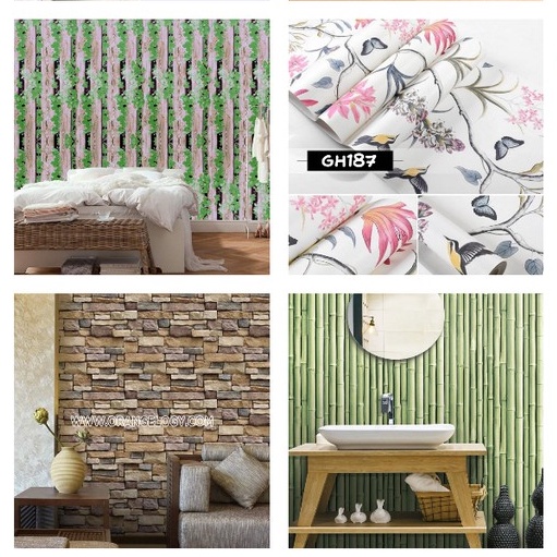 Wallpaper dinding 3d motif alam / Wallpaper dinding kamar tidur anak wallpaper stiker dinding rumah 45cm x 9m